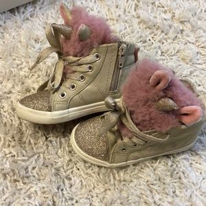 Toddler girls Hightop Glitter Unicorn Sneakers
